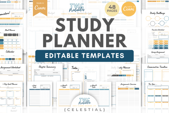 Study Planner Canva Templates | CELESTIA: Organize Your Academic Life